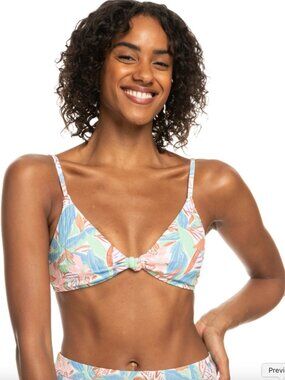 NWT Roxy Love The Surf Knot Triangle Bikini Top Size Large